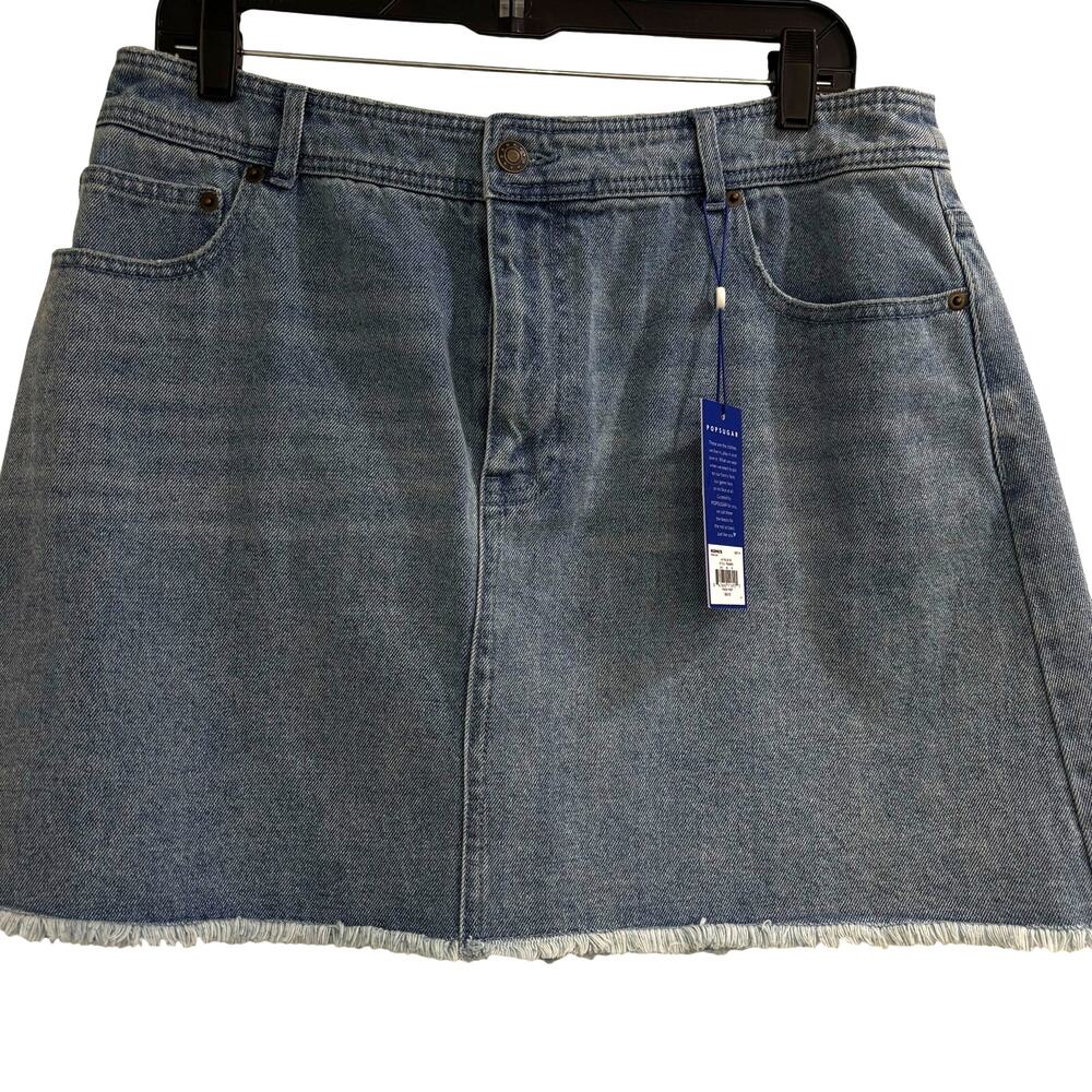 NEW Popsugar denim mini skirt plus size 16 blue 5 pocket cotton casual cutoff